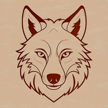 A close-up illustration of a wolf's head, suitable for various design applications.