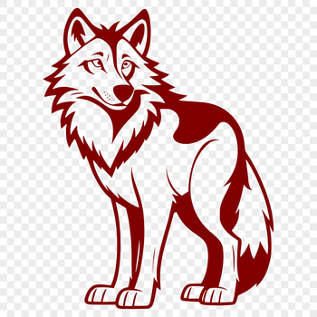 A vector illustration of a standing wolf in full body form, suitable for various design purposes.