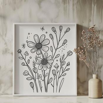 Creative Flower Digital Drawing In SVG For Free Download