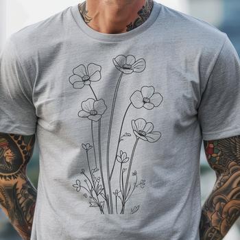 A vector graphic representation of a single blooming wild flower with intricate details.