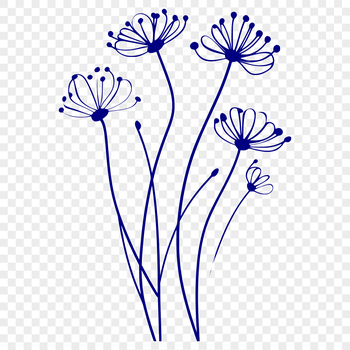 A realistic illustration of a single wild flower with green leaves and stem.