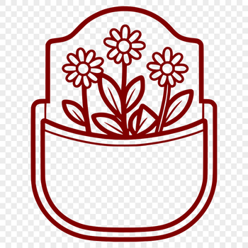 A vector design featuring a floral patterned pocket with stylized wild flowers.