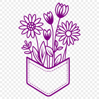 A detailed illustration of a floral patterned pocket with intricate designs.