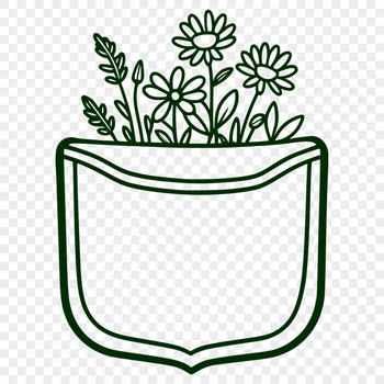 A vector illustration of a flower pocket with intricate designs, suitable for digital crafting and cutting machines.