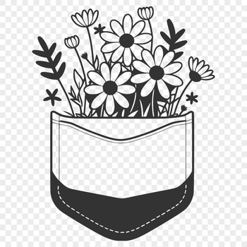 A floral design featuring a stylized flower in a pocket shape, suitable for digital cutting and crafting.