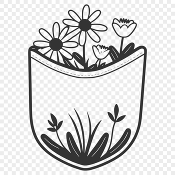 A vector illustration of a floral patterned pocket featuring intricate wild flower designs.
