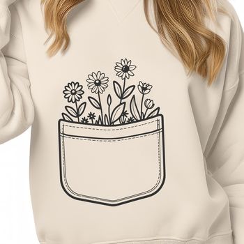 An SVG vector art design featuring a stylized floral pocket motif.