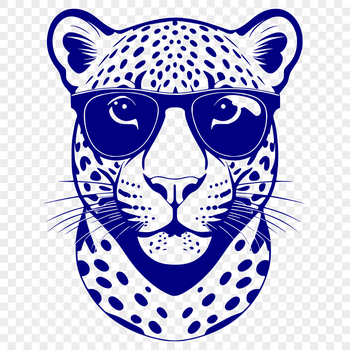 A sleek big cat wearing sunglasses in a playful pose.