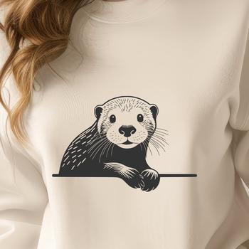 A digital illustration of a river otter in a naturalistic pose, suitable for various design applications.