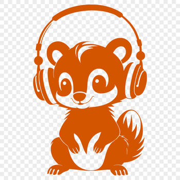 A detailed illustration of a wild skunk with headphones, created as a vector design.