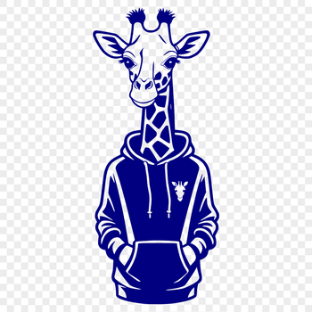 A realistic illustration of a giraffe standing in a savannah environment.