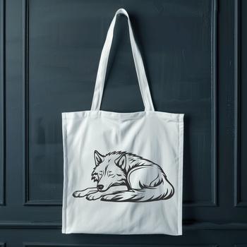 A full-body illustration of a wolf lying down, rendered as a vector graphic.