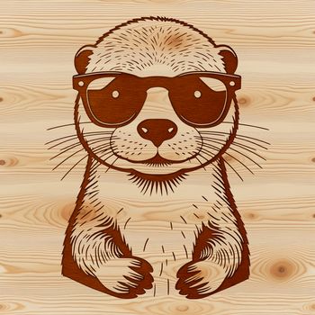 A wild otter in a casual pose, wearing trendy sunglasses.