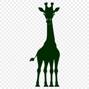 A detailed illustration of a giraffe standing on a plain background.
