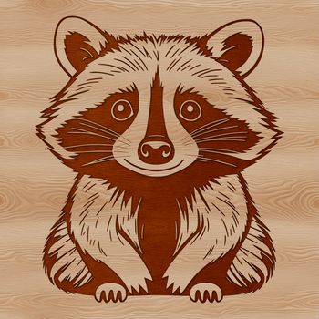 Illustrative vector design of a racoon in various colors.