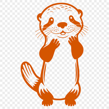 A detailed digital illustration of a Eurasian otter in a natural habitat.