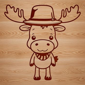 A vector illustration of a moose in its natural habitat.