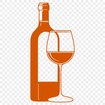 A glass containing red wine, with the bottle in the background.