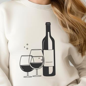 A stylized illustration of a glass filled with red wine, suitable for vector graphic design projects.