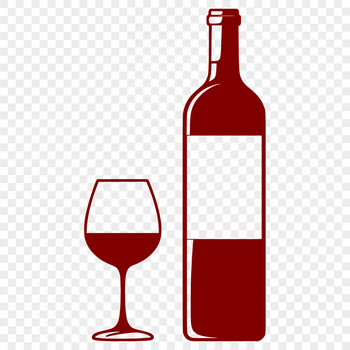 A high-quality digital illustration of a wine glass with a bottle in the background.