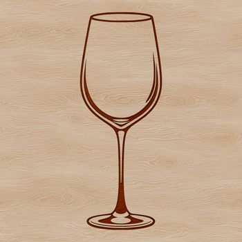 A stylized illustration of a glass of red wine with a swirl pattern on the surface.