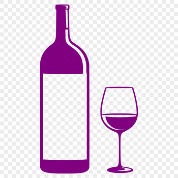 A stylized vector illustration of a glass of red wine in a bottle.