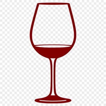 An outline design of a glass with wine inside, suitable for digital cutting or laser engraving.