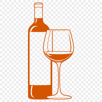 A glass filled with red wine from a bottle.