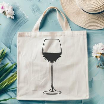 A detailed illustration of a wine glass filled with red wine.