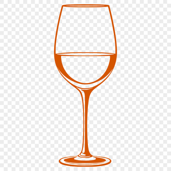 An editable vector graphic representation of a wine glass containing wine.