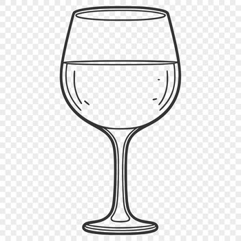 A digital illustration of a glass of wine on a table.