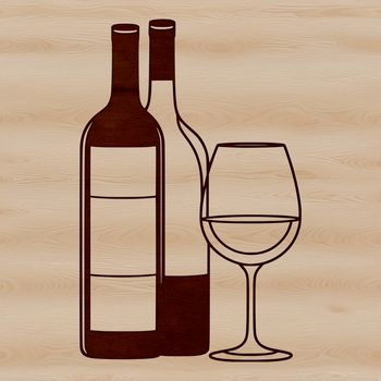 A wine bottle in a glass, suitable for vector art design.
