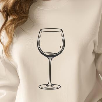 A simple illustration of a wine glass filled with red wine.
