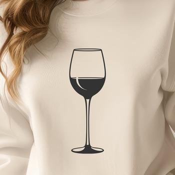 A transparent glass filled with red wine, ideal for graphic design and vector art projects.