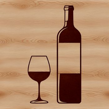 An SVG graphic design featuring a stylized representation of a wine bottle on a table next to a glass.