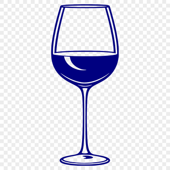 An SVG vector graphic design of a wine bottle in a glass on a table.