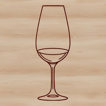 A stylized illustration of a glass of wine on a white background.