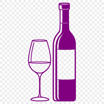A digital illustration of a wine bottle with a glass on the side, representing a still life of a drink.