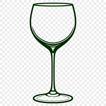 A transparent wine bottle in a glass with a subtle drop effect.