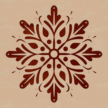 Delicate six-pointed snowflake design made from interconnected lines and curves, suitable for winter-themed projects.