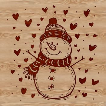 A winter-themed snowman with love hearts, created as a vector design suitable for various digital formats.