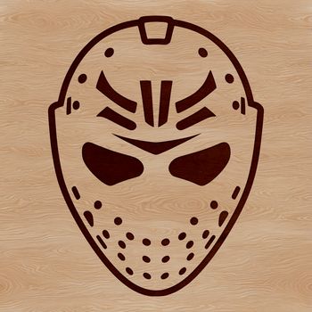 Hockey player's equipment including helmet with mask and stick