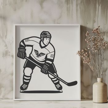 A stylized illustration of a hockey player in action, vector graphic design suitable for various digital applications.