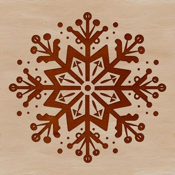 A stylized illustration of a single snowflake with intricate details.