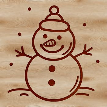 A winter character made from stacked snow blocks with a carrot nose and coal eyes, perfect for Christmas decorations.