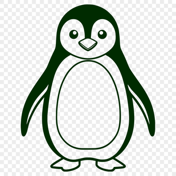 An isolated image of a bird, specifically a penguin, designed as a digital clip art.