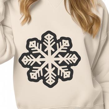 An ornate, geometric snowflake illustration suitable for winter or Christmas-themed projects.