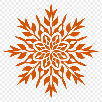 A delicate, symmetrical snowflake design created using vector graphics.
