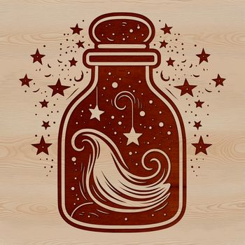 An ornate design featuring a cauldron and various magical tools, suitable for crafting or digital art projects.