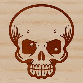 A stylized illustration of witchcraft elements, including a skull, set against a gothic background.